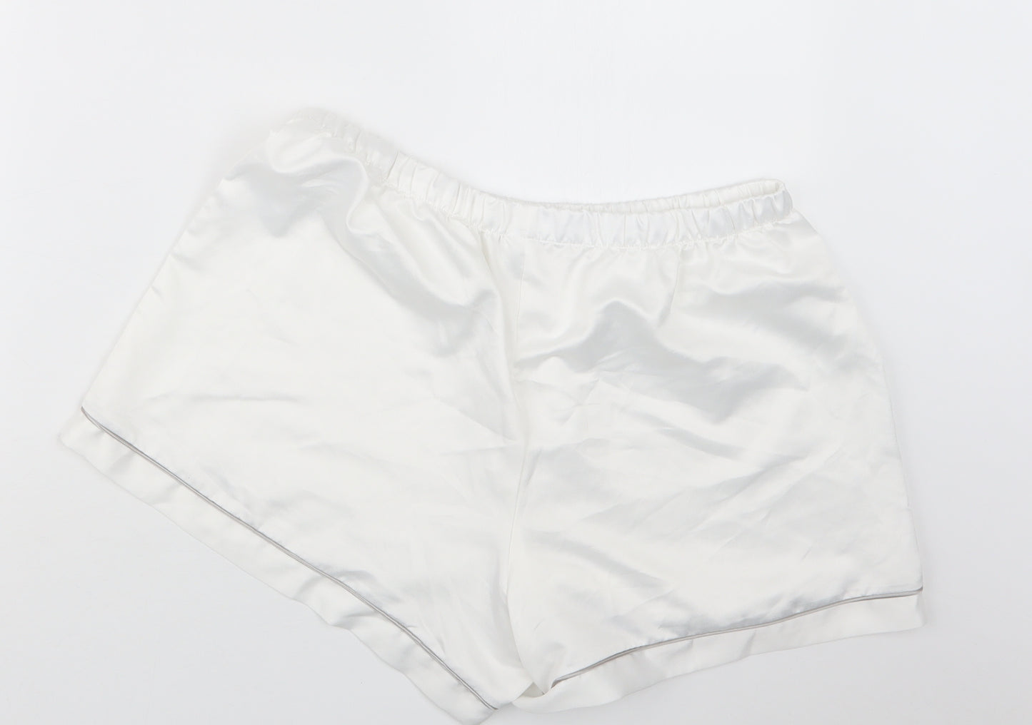 Team Bride Womens White Geometric Satin Capri Sleep Shorts Size L