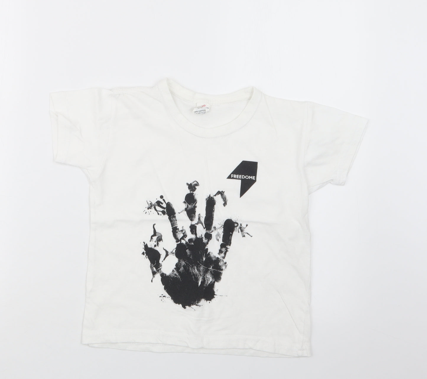 Stars & Stripes Boys White   Basic T-Shirt Size 5-6 Years