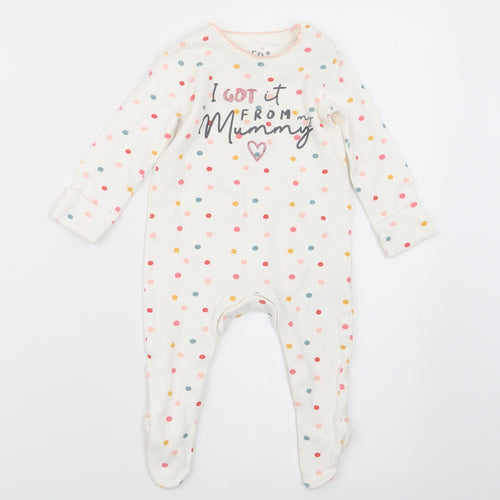 F&F Girls White Polka Dot  Babydoll One Piece Size 3-6 Months