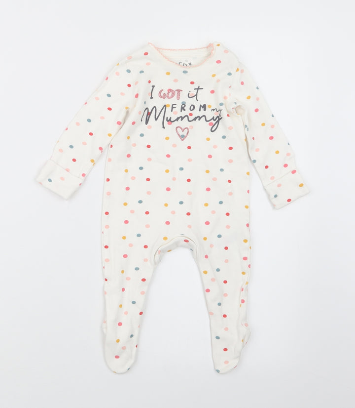F&F Girls White Polka Dot Babydoll One Piece Size 3-6 Months