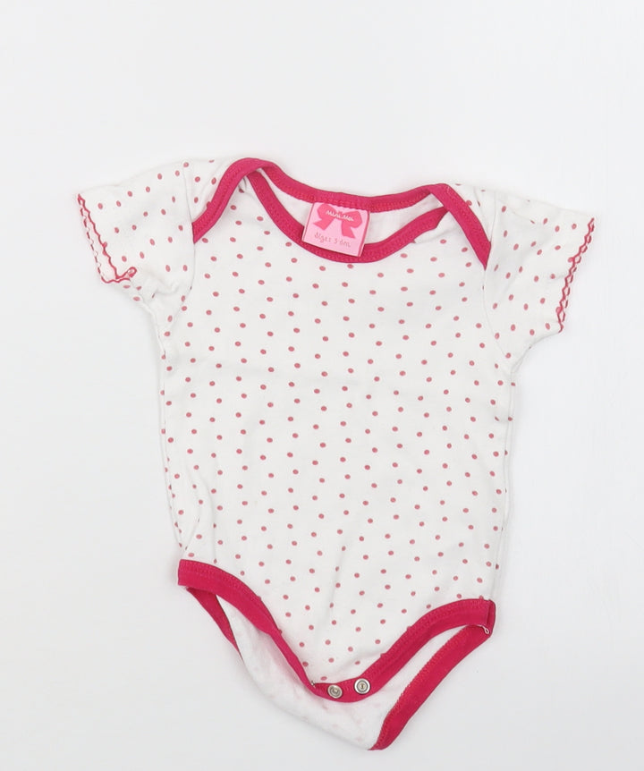 Mini Moi Girls Pink Polka Dot  Babygrow One-Piece Size 3-6 Months