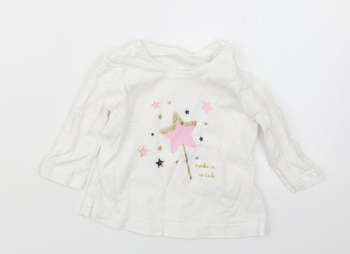 Matalan Girls White Basic T-Shirt Size 3-6 Months