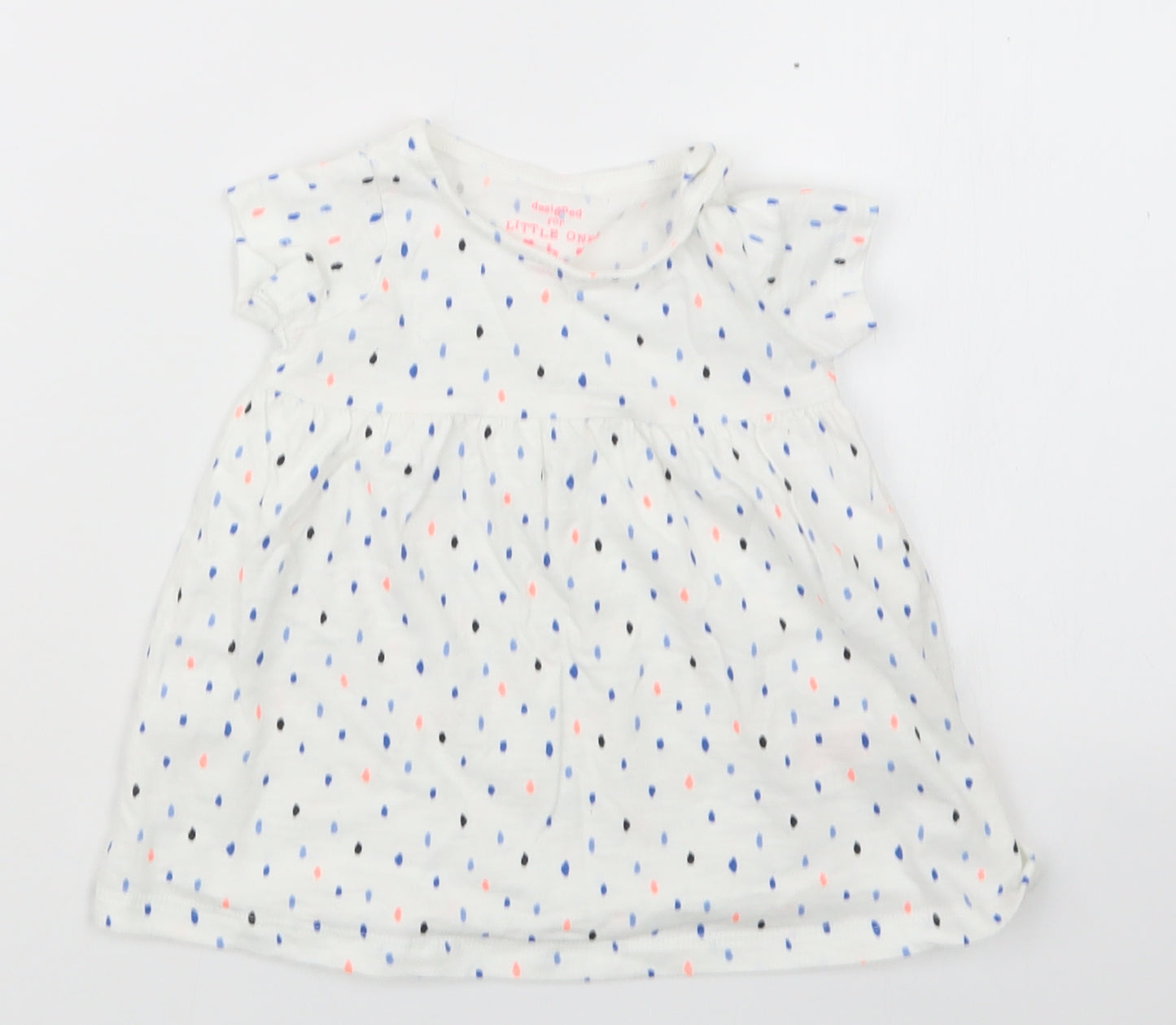 F&F Girls White   Basic T-Shirt Size 3-6 Months  - Long