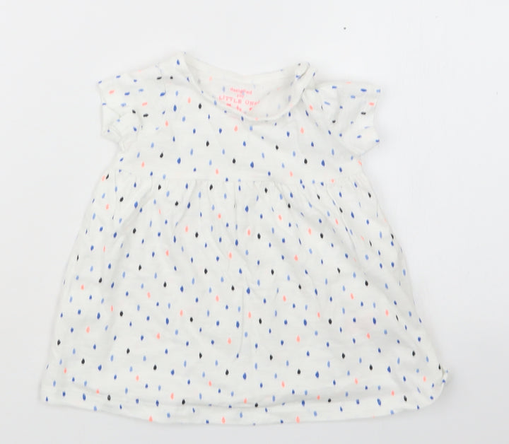 F&F Girls White   Basic T-Shirt Size 3-6 Months  - Long