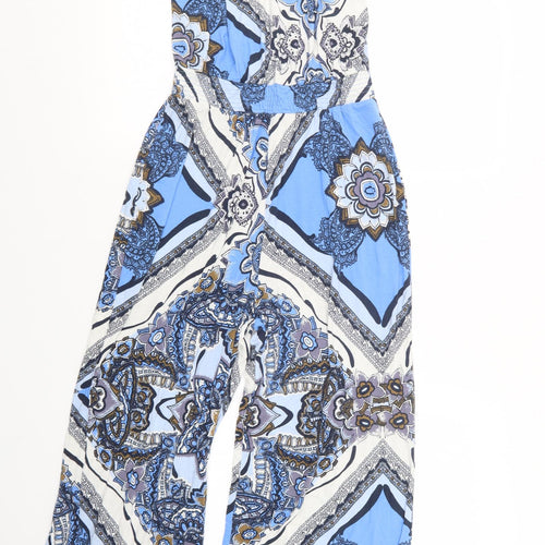 NEXT Womens Blue Geometric  Jumpsuit One-Piece Size 10 L26 in