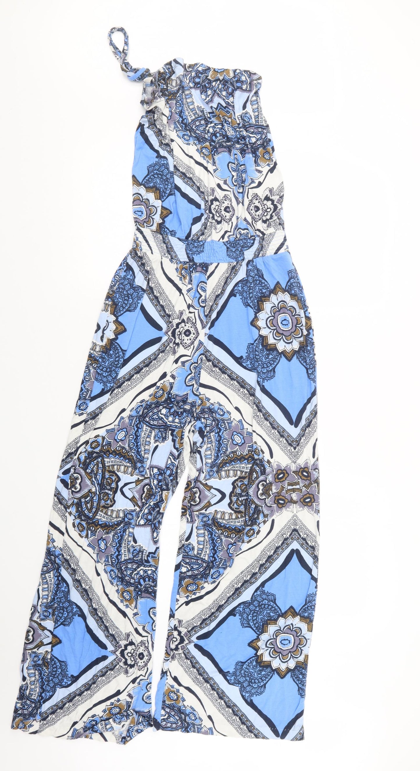 NEXT Womens Blue Geometric  Jumpsuit One-Piece Size 10 L26 in