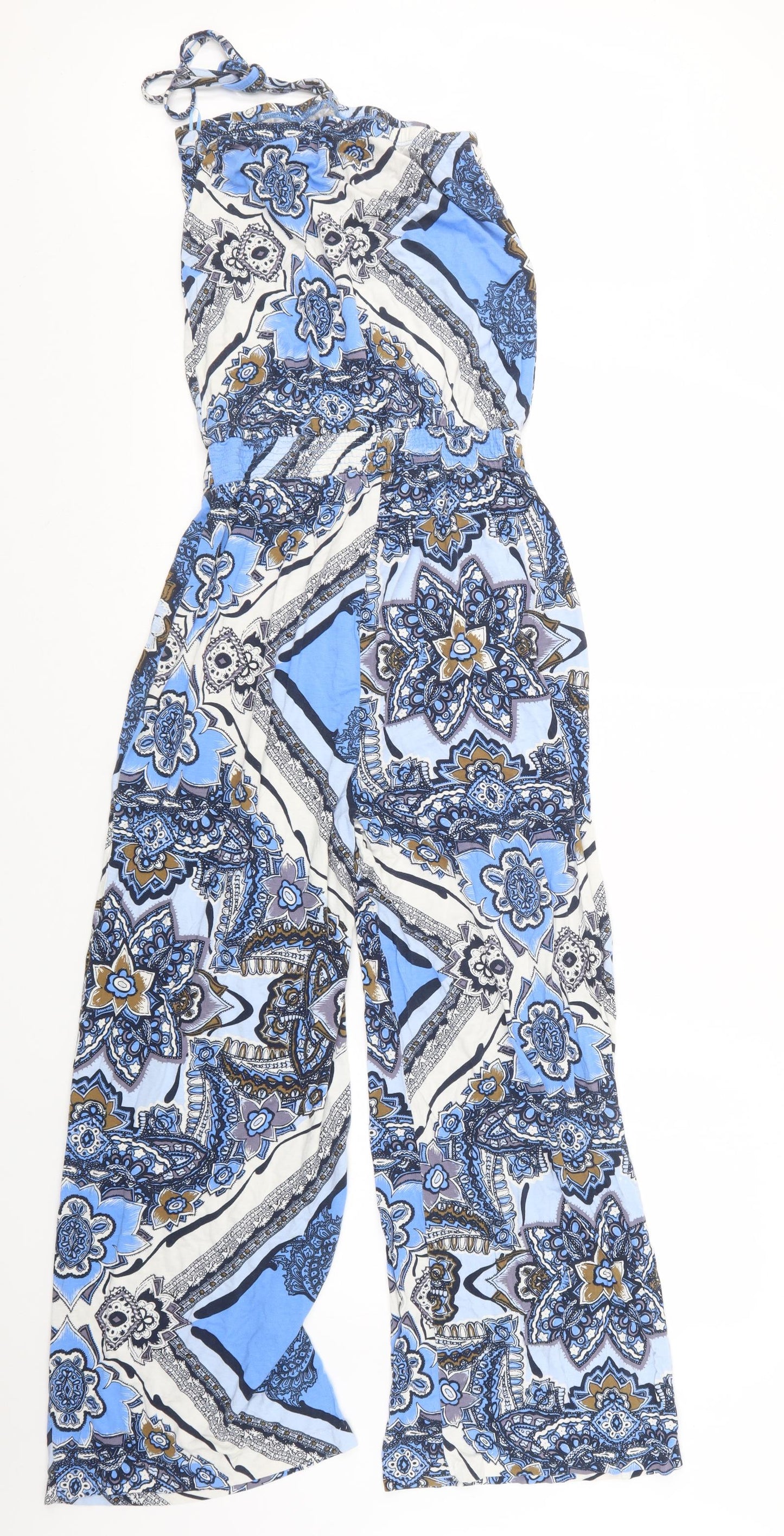 NEXT Womens Blue Geometric  Jumpsuit One-Piece Size 10 L26 in