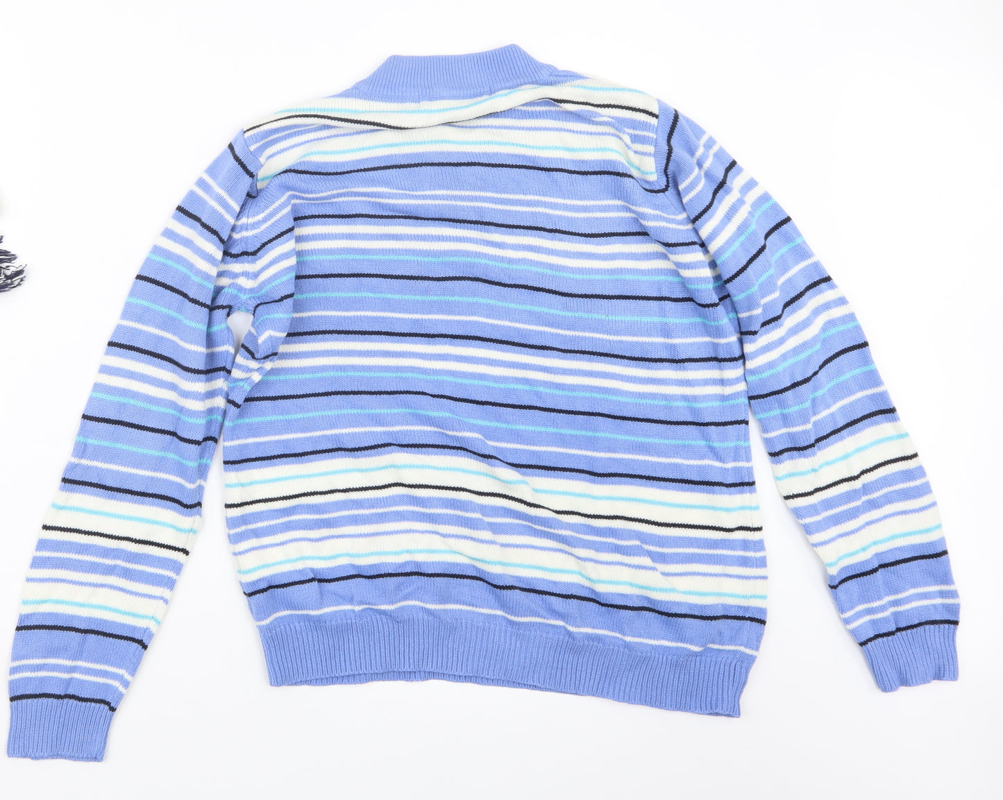 EWM Womens Blue Striped Knit Pullover Jumper Size 14