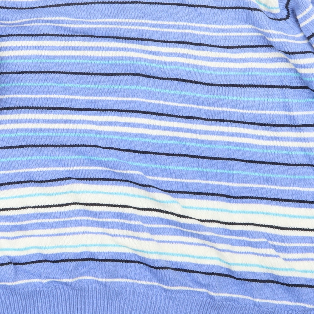 EWM Womens Blue Striped Knit Pullover Jumper Size 14