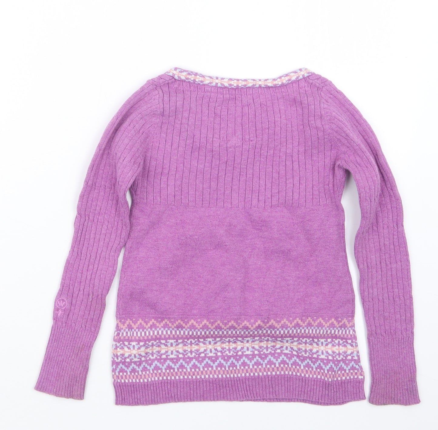 Fat Face Girls Purple  Knit Pullover Jumper Size 6-7 Years