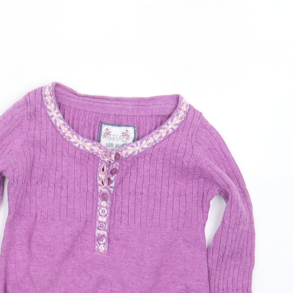 Fat Face Girls Purple  Knit Pullover Jumper Size 6-7 Years