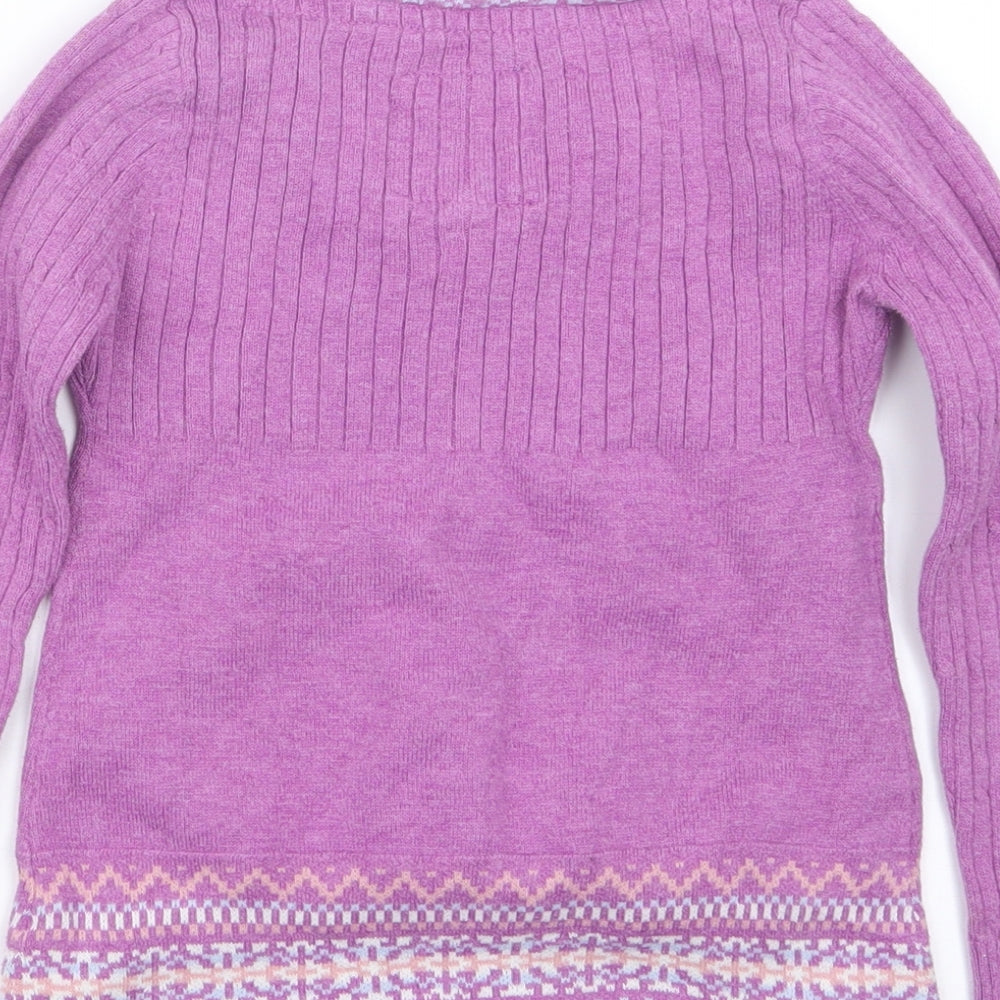 Fat Face Girls Purple  Knit Pullover Jumper Size 6-7 Years