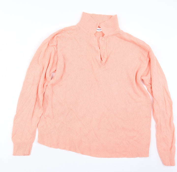 Damart Womens Orange  Knit Pullover Jumper Size 16