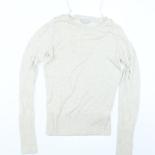 H&M Womens Beige  Knit Pullover Jumper Size XS