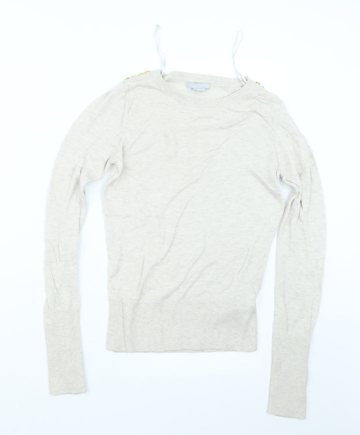H&M Womens Beige  Knit Pullover Jumper Size XS