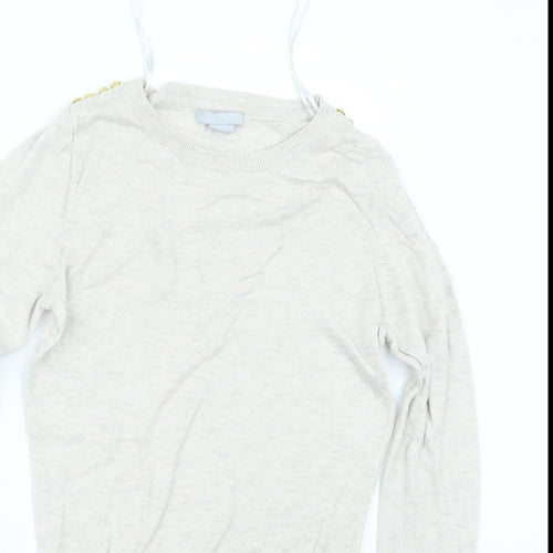 H&M Womens Beige  Knit Pullover Jumper Size XS