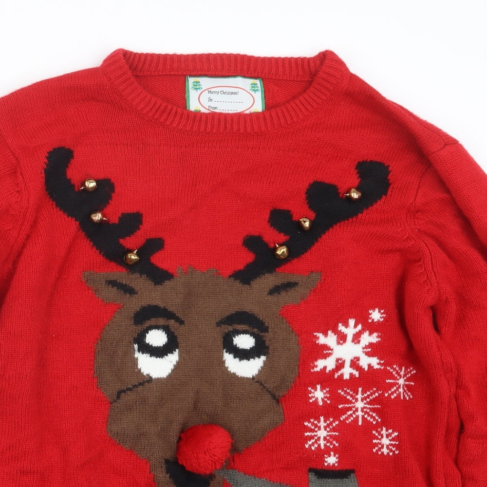 Cedar Wood State Mens Red  Knit Pullover Jumper Size L  - Christmas