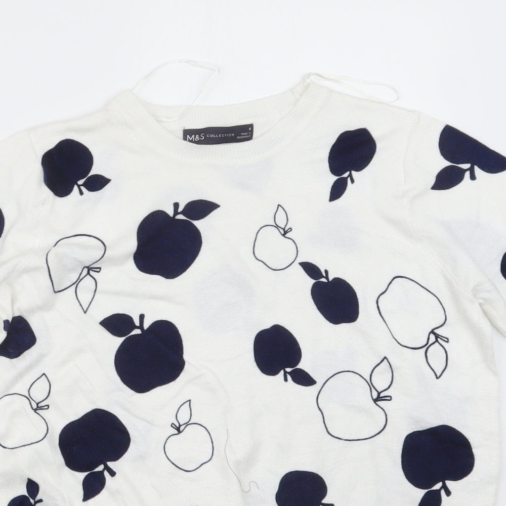 Marks and Spencer Womens White   Pullover Jumper Size 8