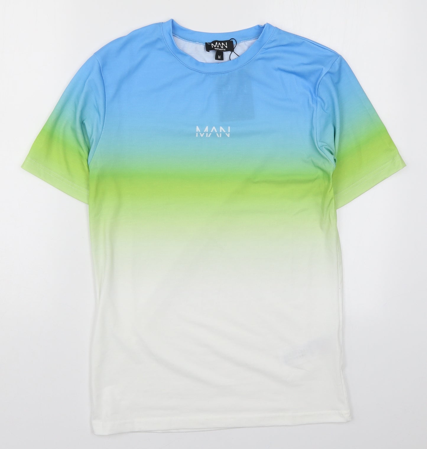 Boohoo Man Mens Multicoloured    T-Shirt Size M  - Green and Blue