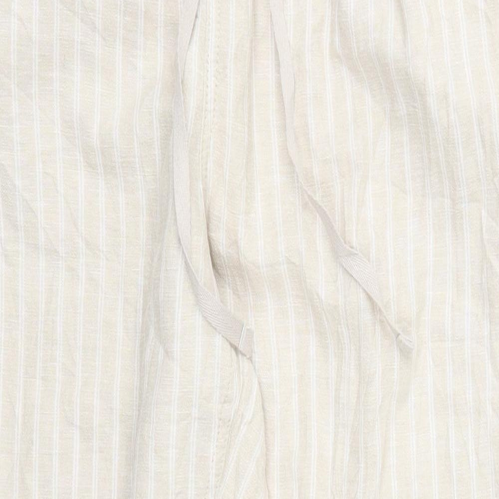 Marks and Spencer Womens Beige Striped  Trousers  Size 16 L26 in