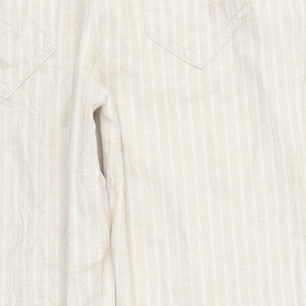 Marks and Spencer Womens Beige Striped  Trousers  Size 16 L26 in
