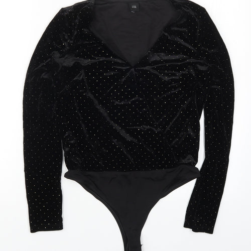 River Island Womens Black Polka Dot  Bodysuit One-Piece Size 10