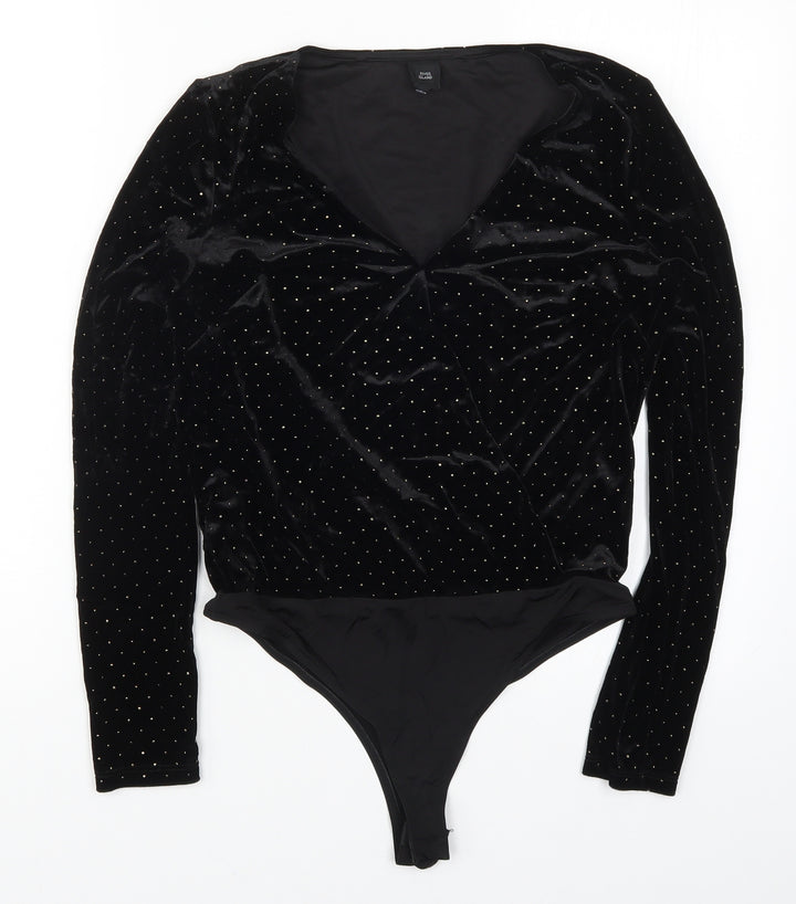 River Island Womens Black Polka Dot Bodysuit One-Piece Size 10