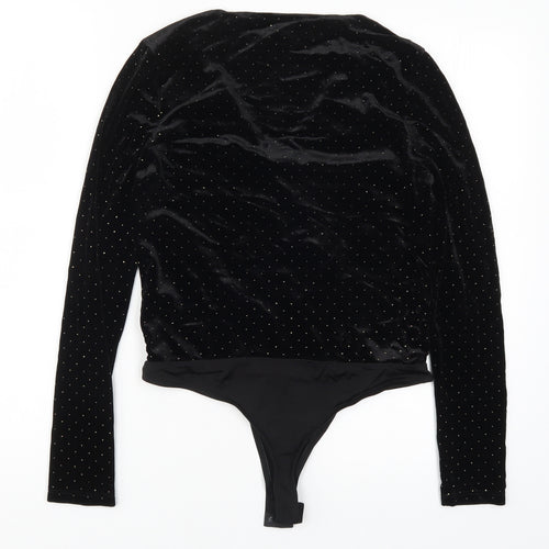 River Island Womens Black Polka Dot  Bodysuit One-Piece Size 10