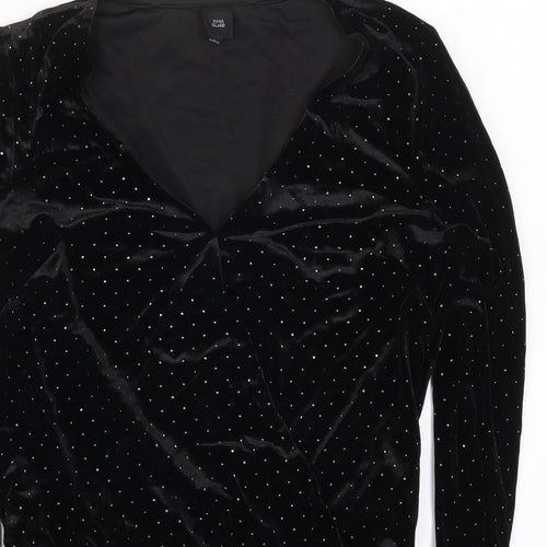 River Island Womens Black Polka Dot  Bodysuit One-Piece Size 10