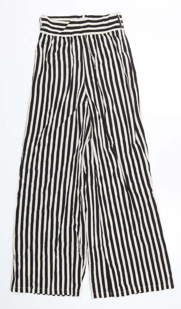 Boohoo Womens Black Striped Trousers Size 6 L29 in