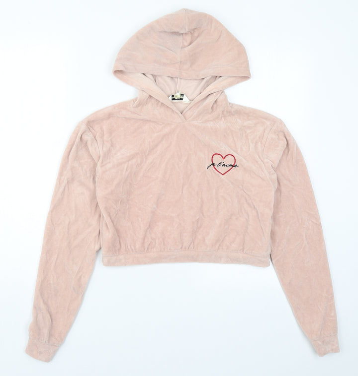 Miss Selfridge Womens Pink Pullover Hoodie Size 4 - Je T'aime