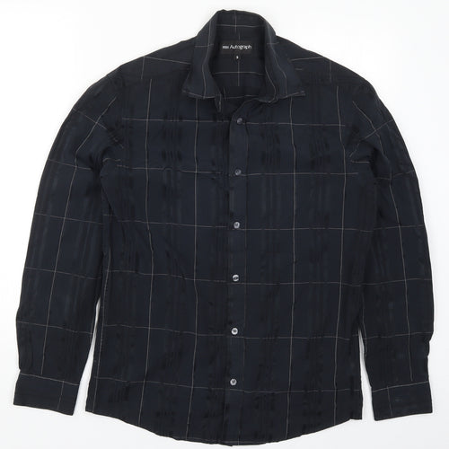 Marks and Spencer Mens Black Check   Button-Up Size S