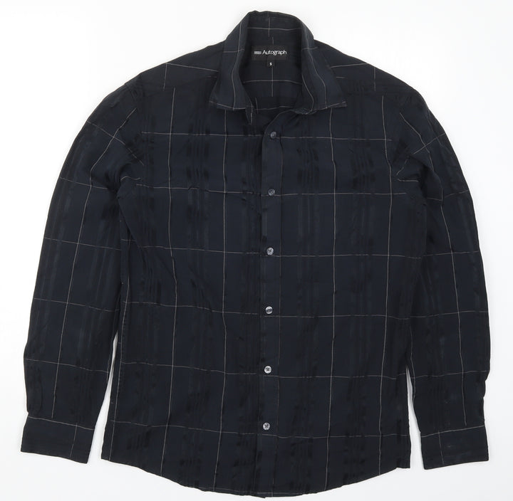 Marks and Spencer Mens Black Check   Button-Up Size S