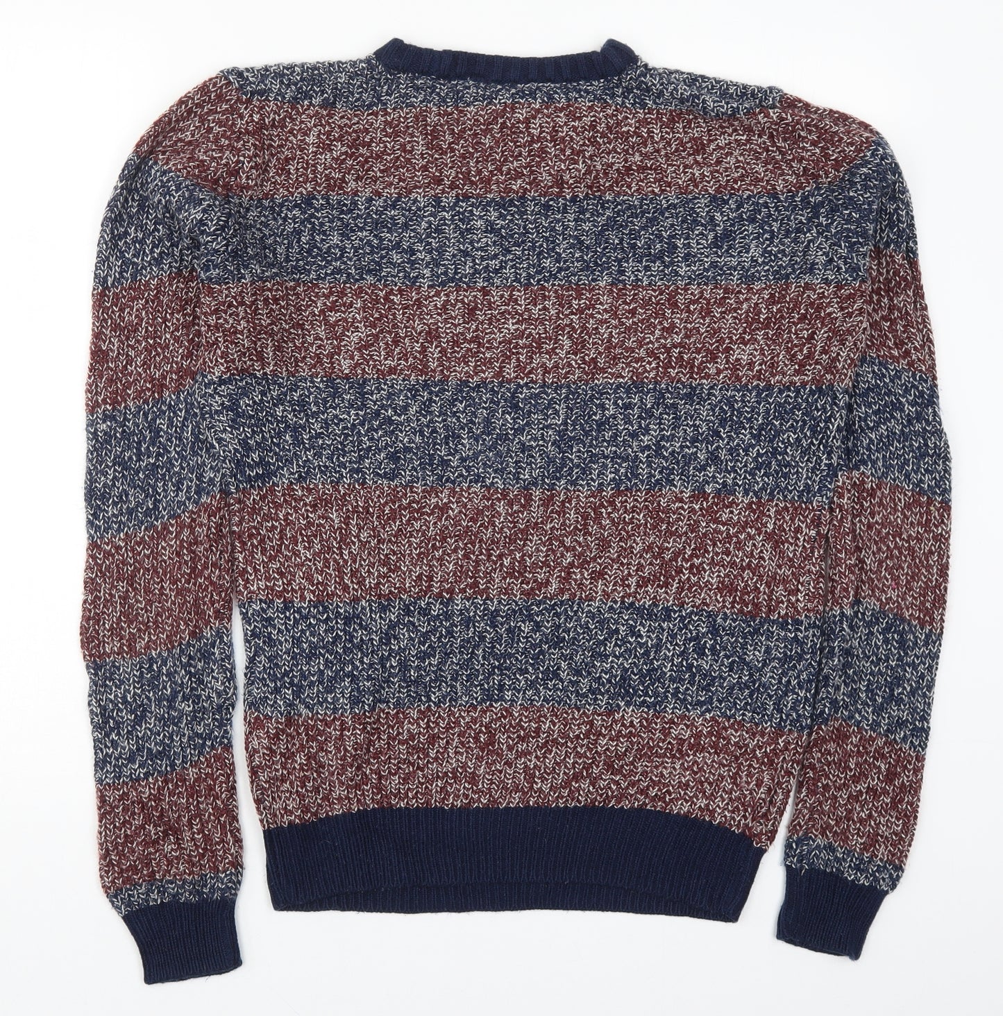 Cedar Wood State Mens Blue Striped Knit Pullover Jumper Size S  - Red