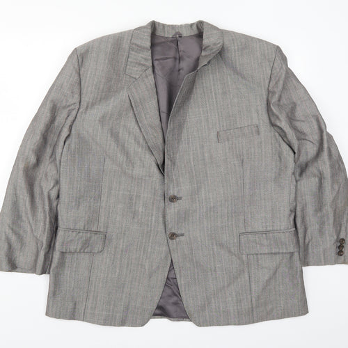 David Benedict Mens Grey Striped  Jacket Suit Jacket Size 44  - Pink