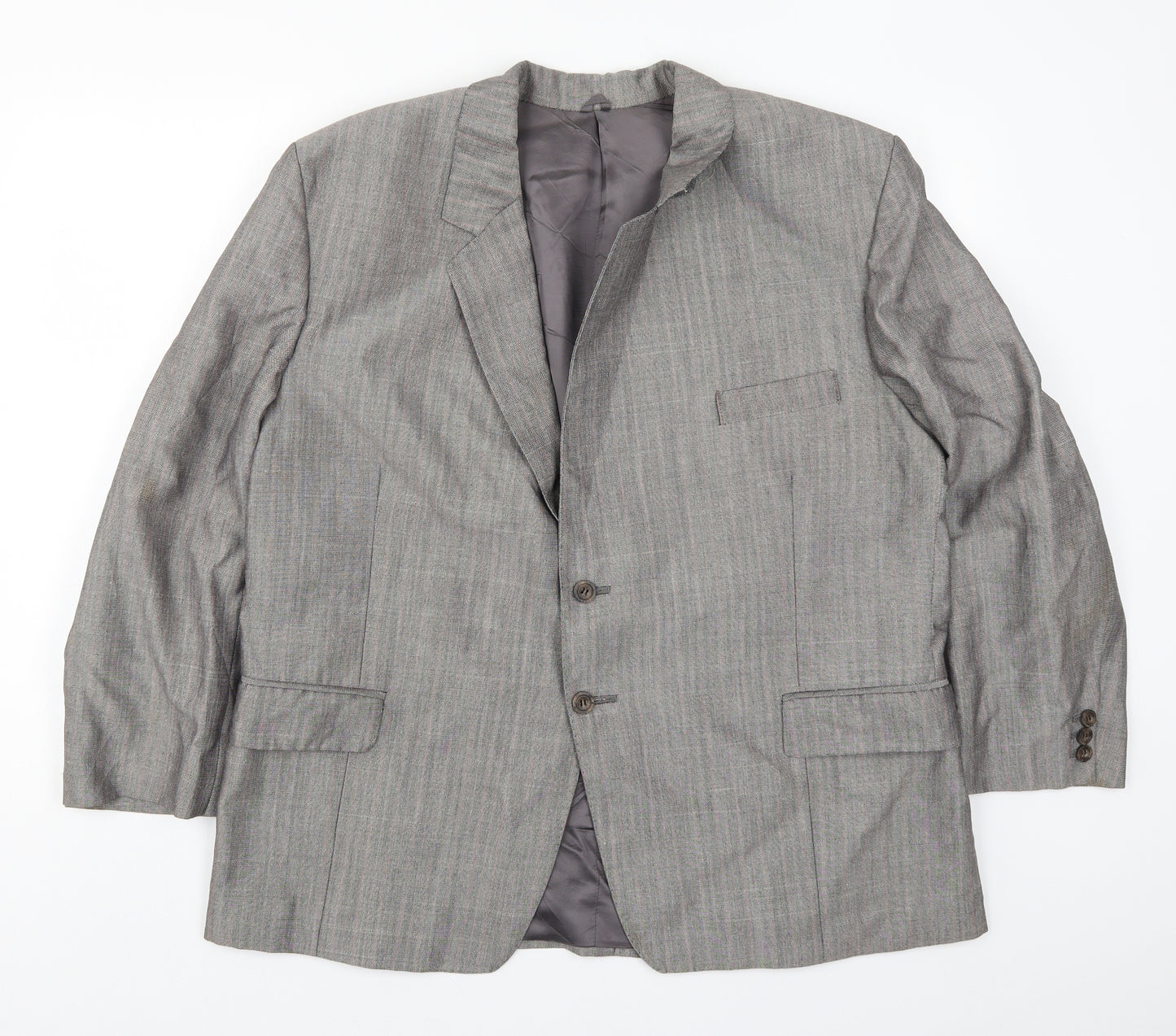 David Benedict Mens Grey Striped  Jacket Suit Jacket Size 44  - Pink