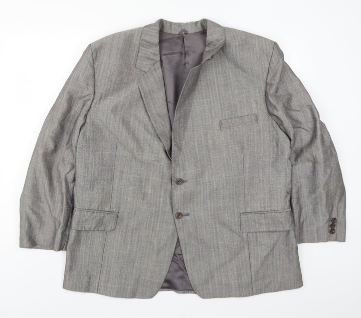 David Benedict Mens Grey Striped  Jacket Suit Jacket Size 44  - Pink