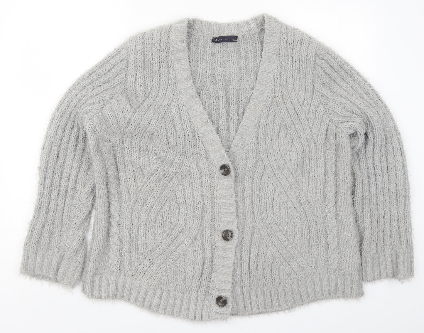 Marks and Spencer Womens Grey  Knit Cardigan Jumper Size XL