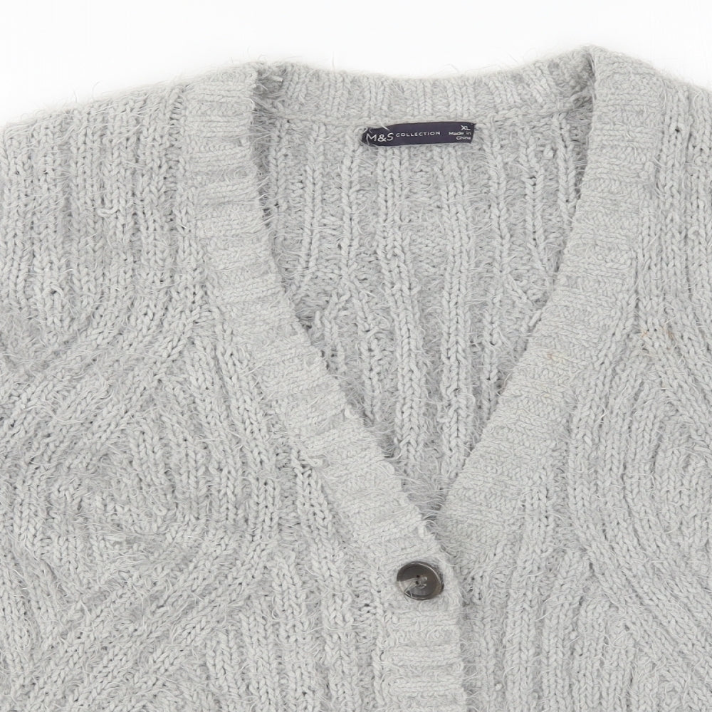 Marks and Spencer Womens Grey  Knit Cardigan Jumper Size XL