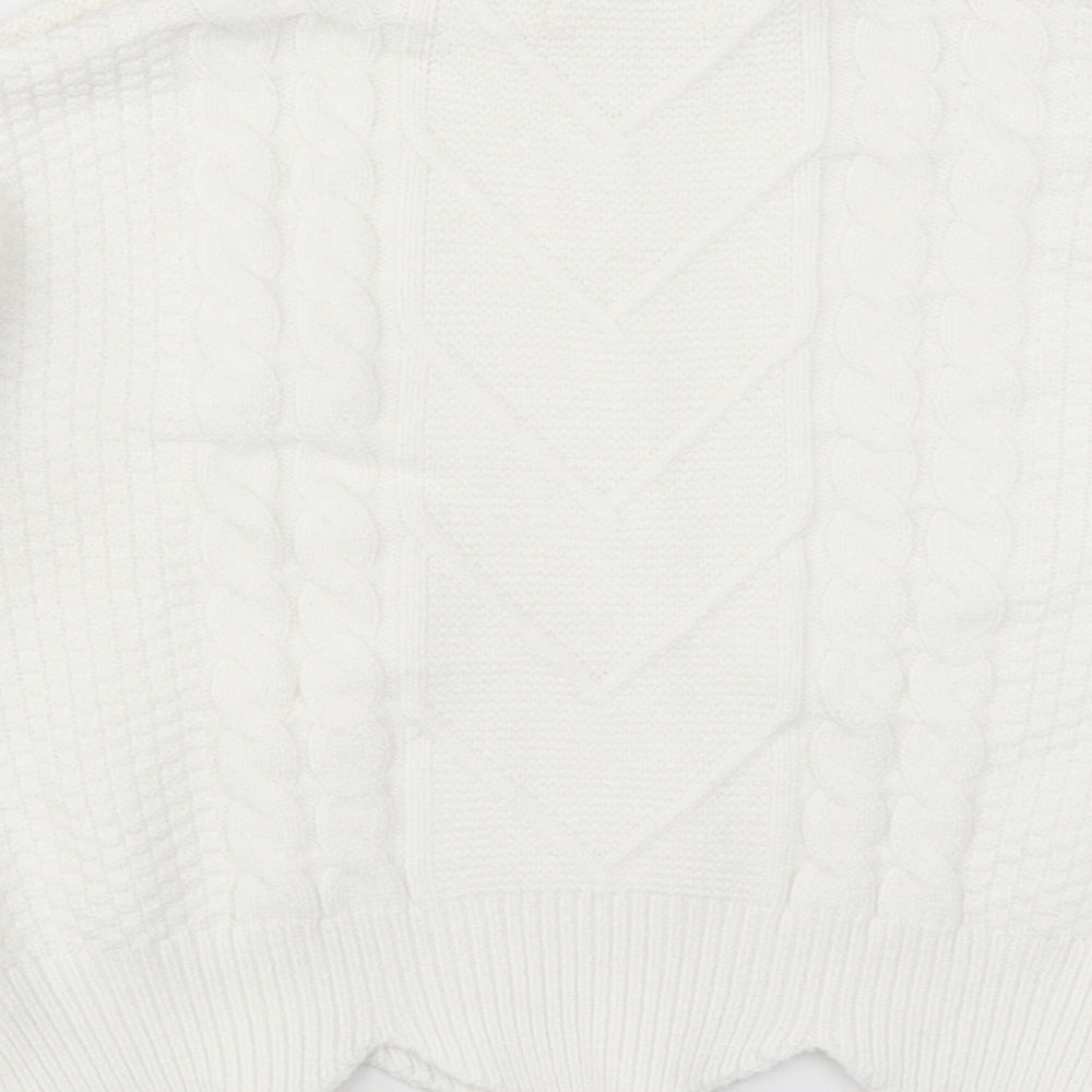 Exquisss Womens White  Knit Pullover Jumper One Size