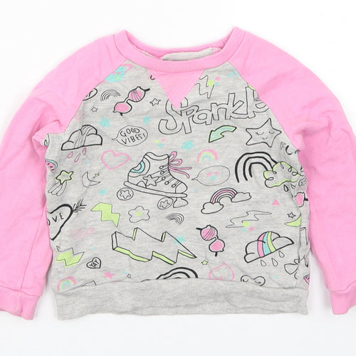 TU Girls Pink   Basic T-Shirt Size 12-18 Months  - Sparkle Good Vibes Roller Skates