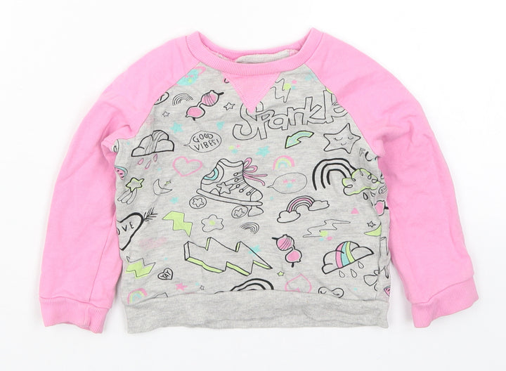 TU Girls Pink   Basic T-Shirt Size 12-18 Months  - Sparkle Good Vibes Roller Skates