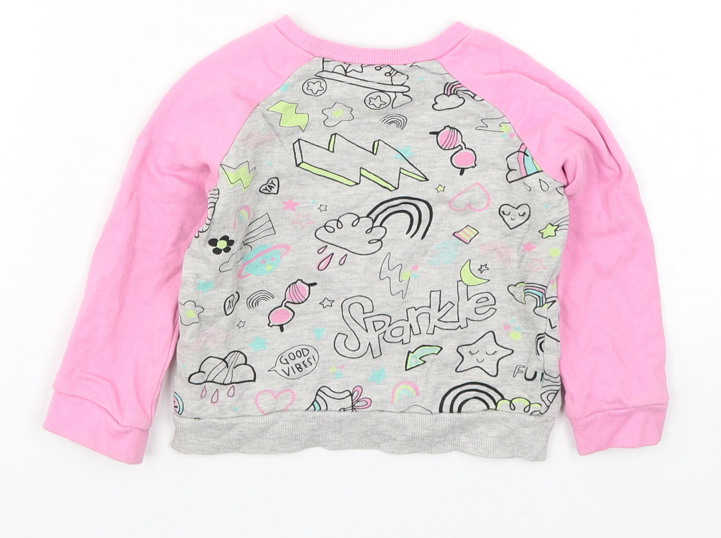 TU Girls Pink   Basic T-Shirt Size 12-18 Months  - Sparkle Good Vibes Roller Skates