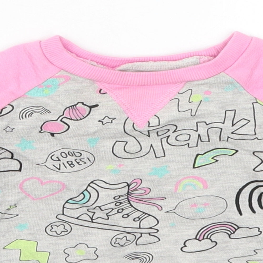 TU Girls Pink   Basic T-Shirt Size 12-18 Months  - Sparkle Good Vibes Roller Skates