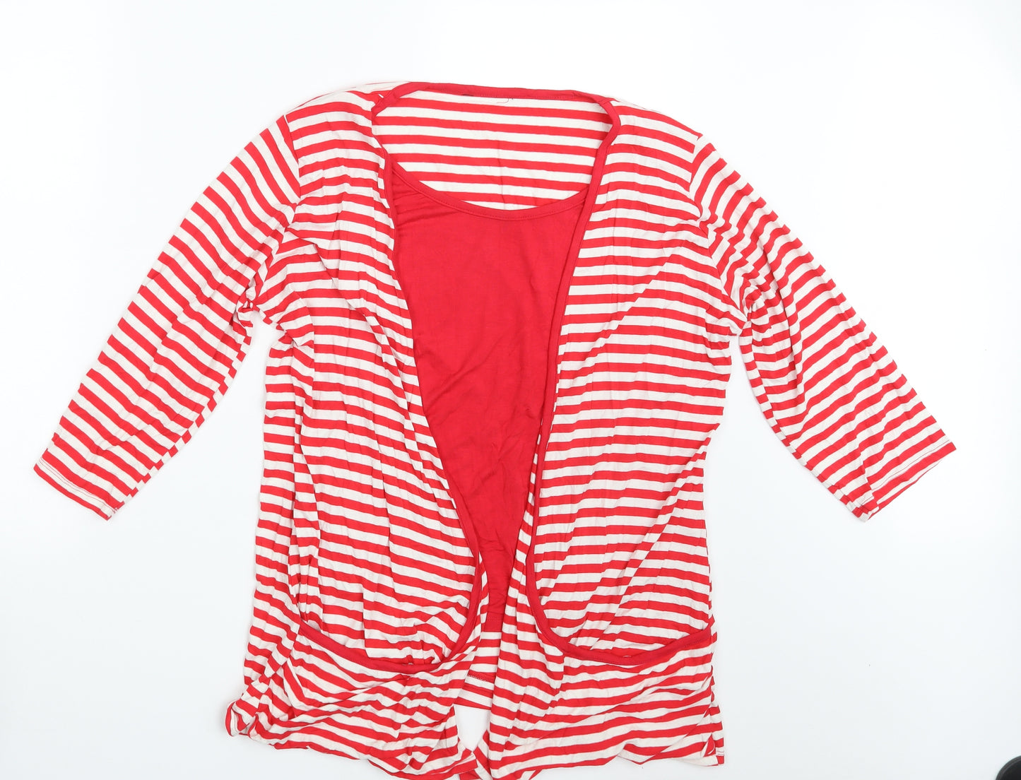 Preworn Womens Red Striped  Pullover Sweatshirt One Size
