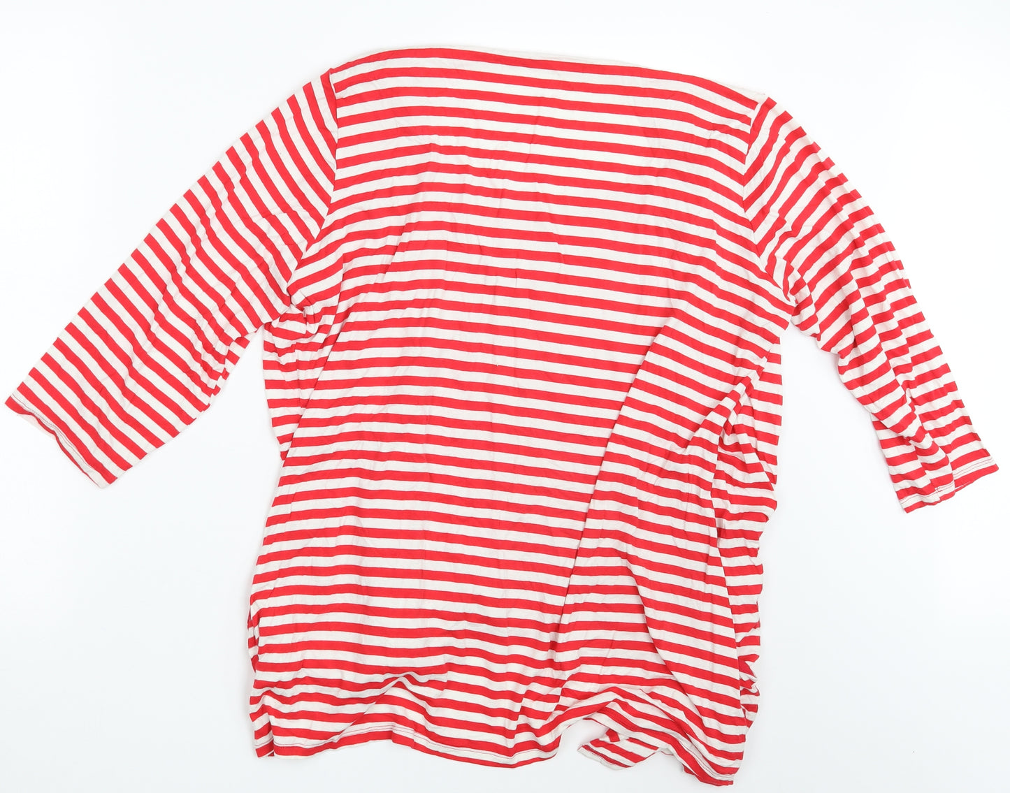 Preworn Womens Red Striped  Pullover Sweatshirt One Size