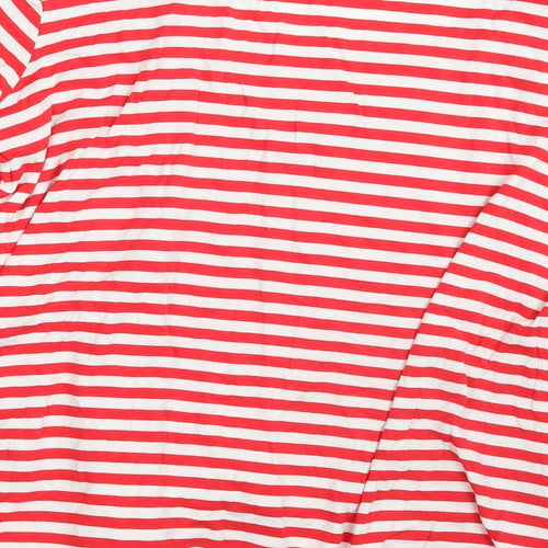 Preworn Womens Red Striped  Pullover Sweatshirt One Size