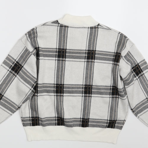New Look Womens White Check  Pullover Jumper Size M
