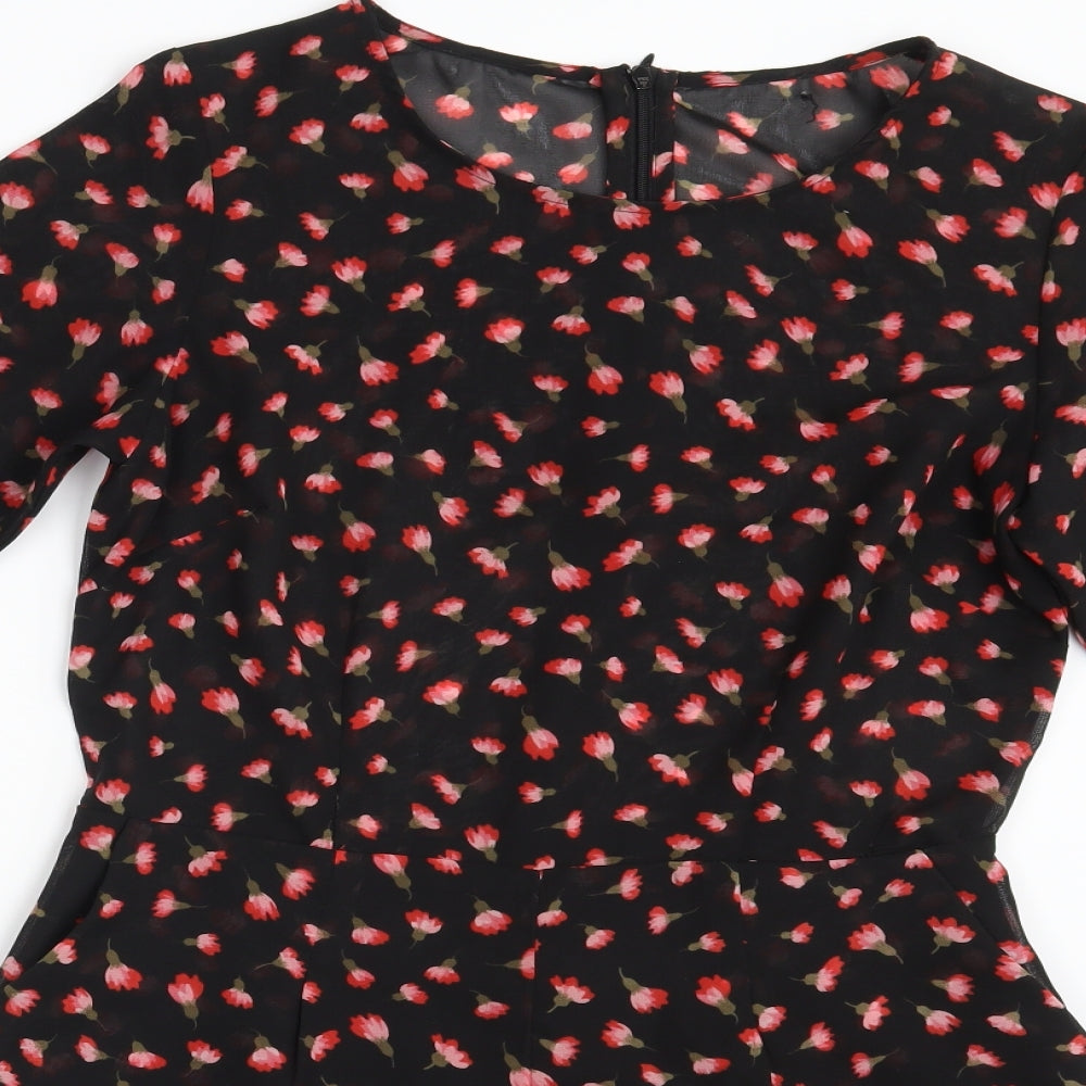 South Womens Black Floral  Jumpsuit One-Piece Size 8 L3 in