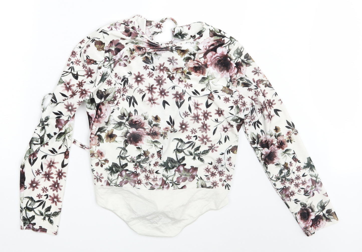 Simply Be Womens White Floral  Bodysuit One-Piece Size 18